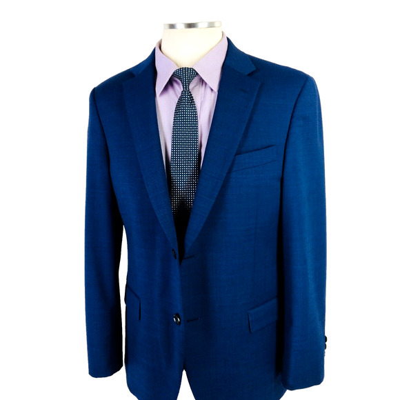 40R Tommy Hilfiger Mens 2 Button Blazer Jacket Pindot Navy Powder Blue - Picture 4 of 13